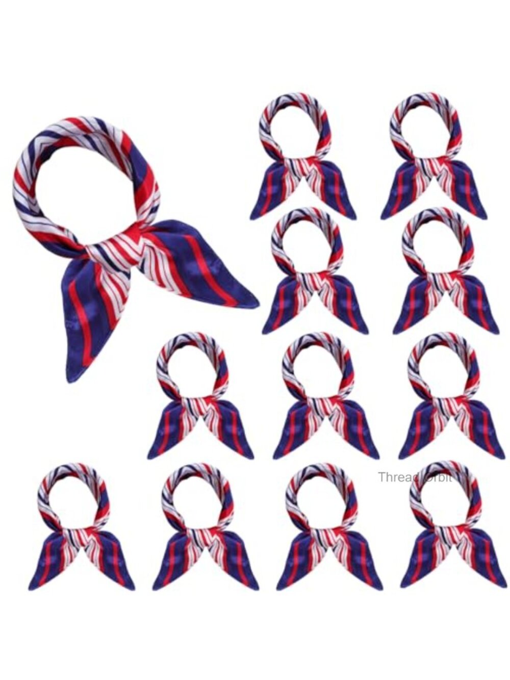 12 Pack Satin Square Scarf Set Silk Feel Neck Hair Wraps Nautical Sailor
